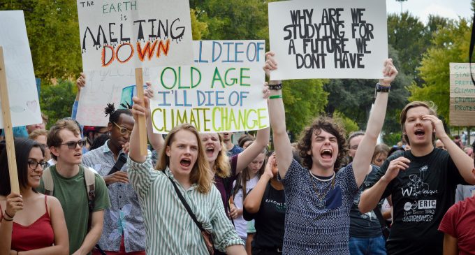 UNT students chant and demand for action on climate issues
